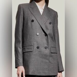 $1798 Lafayette 148 Women's Gray Wool Double-Breasted Blazer Coat Jacket Size XS